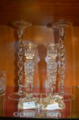Two Pairs of Glass Candlesticks