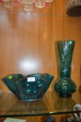 Teal Vase and Bowl