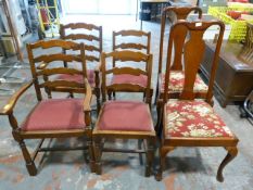 Three Pairs of Vintage Chairs with Padded Upholstered Seats