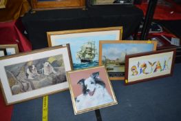 Framed Pictures and Prints of Sheepdogs, etc.