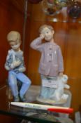 Two Lladro Nao Figurines of Children with Animals