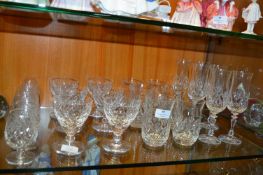 Four Sets of Six Cut Glass Wine Glasses, etc.