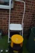 Blackspur Step Stool and Folding White Metal Steps