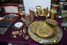 Brass & Copper Trays, Jugs, Clocks and Decorative