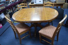 Oval Pine Oval Dinning Table with Four Chairs