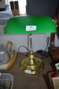 Brass Desk Lamp with Green Shade