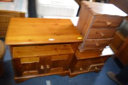 Two Pine Cabinets and a Three Drawer Chest