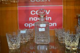 Cut Glass Crystal Decanter and Seven Tumblers