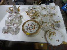 Two Japanese Part Tea Sets and a Floral Patterned Part Coffee Set