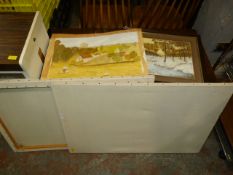 Two Blank Canvases, and Two Watercolours