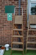 Five Tread Folding Wooden Step Ladders