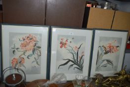 Three Framed Floral Watercolours by Y.L Lye