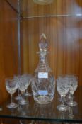 Cut Crystal Decanter plus Eight Glasses