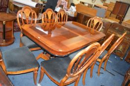 Walnut Effect Extending Dining Table with Eight Ma