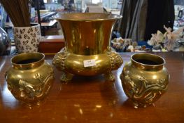 Three Chinese Brass Vases