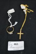 9k Gold Crucifix and Chain plus Scrap Gold Ring ~4