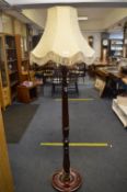 Mahogany Effect Standard Lamp with Cream Shade