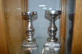 Pair of Mirrored Glass Candlesticks