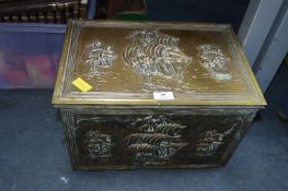 Vintage Brass Coal Box