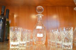 Cut Crystal Decanter and Six Glasses