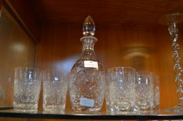 Cut Crystal Decanter and Two Sets of Tumblers