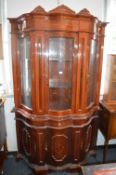 Mahogany Effect Serpentine Front Ornate Display Ca