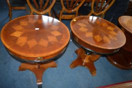 Walnut Effect Drum Tables