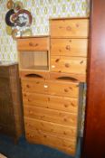 Pine Fronted Five Drawer Chest, Bedside Cabinet, a