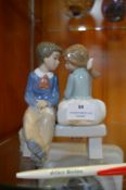 Lladro Nao Figurines - Kissing Bench