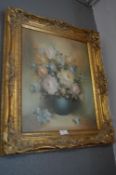 Reproduction Gilt Framed Oil on Canvas - Still Lif