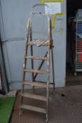 Folding Six Tread Wooden Step Ladder