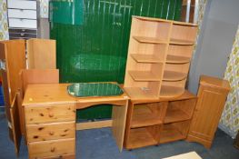 Pine Effect Desk, Shelf Units, Cabinet, Storage Un