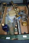 Glassware, Plates, Brass Table Lamp Base, etc.