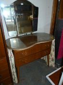 Dressing Table with Kidney Shaped Top and Three Fold Mirror