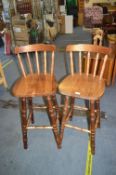 Pair of Wooden Barstools