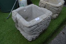 *Square Planter with Ivy and Wall Design