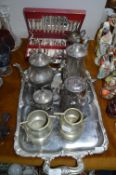 EPNS Tray, Teapots, and Cutlery Canteen