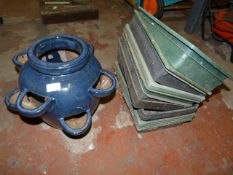 Blue Glazed Planter and a Small Quantity of Seed T