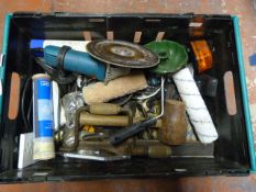 Mixed Box of Tools and Sundries Including Mallet,