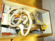 Box of Tools Including Spanners, Screwdrivers, Tow