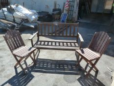 Garden Bench and Two Folding Garden Chairs