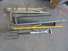 Two Sets of Draining Rods plus Garden Tools
