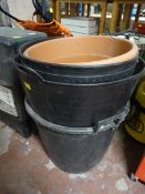 Large Plastic Flower Pot and Three Plastic Tubs