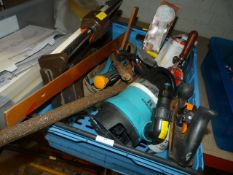 Miscellaneous Box of Tools Including Plane, Foot P
