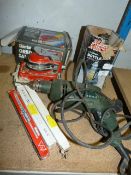 Bottle Jack, Orbital Sander, Bosch Drill, and Dril