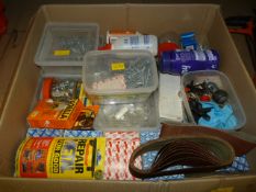 Box of Screws, Belt Sandpaper, etc.