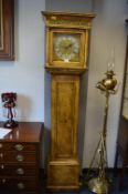 Walnut Long Cased Clock by William Steere Cranly with Brass Face, Calendar Aperture, 30 Hour Movemen