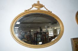 Gilt Framed Oval Beveled Edge Mirror