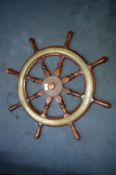 Brass & Wood Ships Wheel