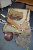 Vintage Suitcase and Sports Equipment